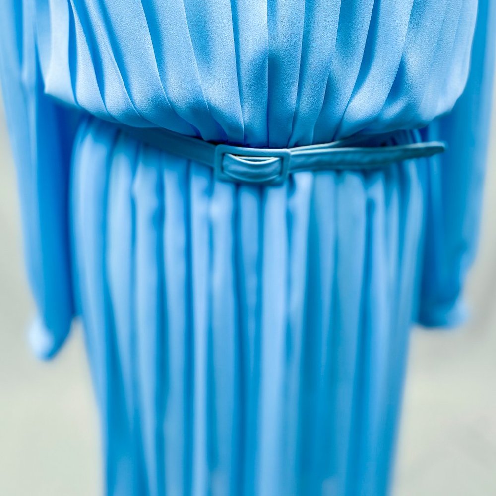 Vintage Semi Sheer Pleated Dress, Sz M/L - Picture 3 of 10